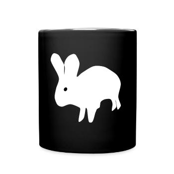 weisser Hase - Tasse einfarbig - Schwarz - Vorne