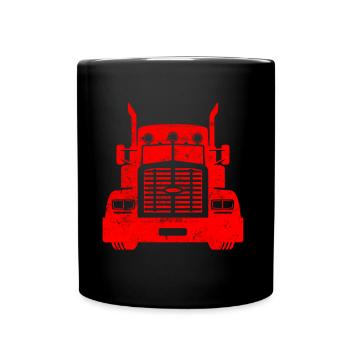 Truck lkw lastwagen fernfahrer - Tasse einfarbig - Schwarz - Vorne
