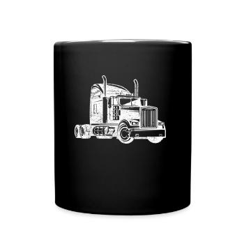 Truck lkw lastwagen fernfahrer - Tasse einfarbig - Schwarz - Vorne
