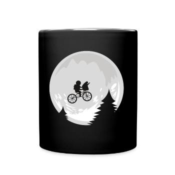astronaut fahrrad mond universum - Tasse einfarbig - Schwarz - Vorne