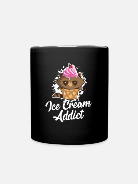 Waschbär Eiscreme Eis lecker - Tasse einfarbig - Schwarz