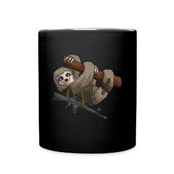 Soldier Private Sloth Military Army Gift - Full Colour Mug - black - Front