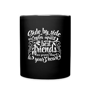 Wahre Freundschaft kennt keine Entfernung Geschenk - Tasse einfarbig - Schwarz - Vorne