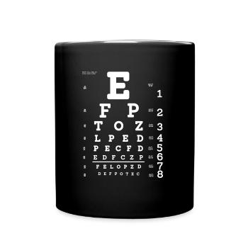 Sehtest lustige Bilder lustig witzig cool Optiker - Tasse einfarbig - Schwarz - Vorne