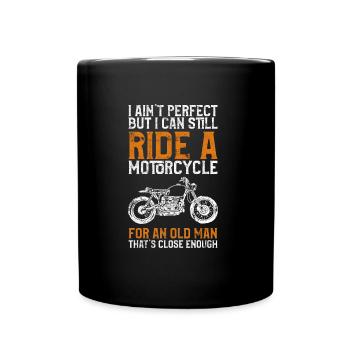 Motorrad Spruch alter mann biker - Tasse einfarbig - Schwarz - Vorne