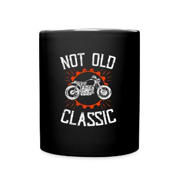 Moto disant vieux motard drôle - Mug uni - noir - Devant