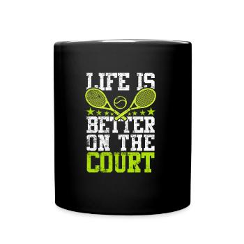 Tennis tennis racket saying - Full Colour Mug - black - Front