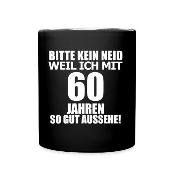 60. Geburtstag Geschenk - Tasse einfarbig - Schwarz - Vorne