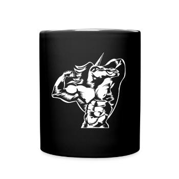 Unicorn workout fitness gym muscles - Full Colour Mug - black - Front