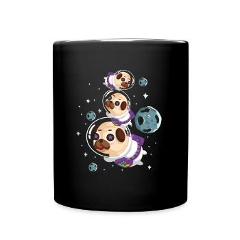 pug dog pug astronaut space - Full Colour Mug - black - Front