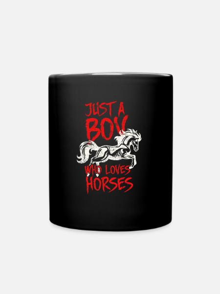 ich liebe pferde junge - Tasse einfarbig - Schwarz