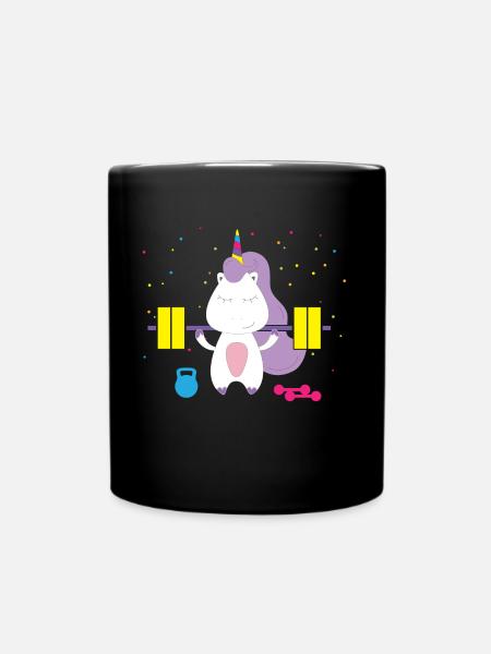 Einhorn Unicorn Work-Out - Tasse einfarbig - Schwarz