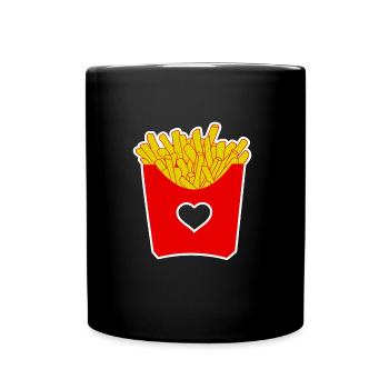 French fries fast food heart gift idea foodporn - Full Colour Mug - black - Front