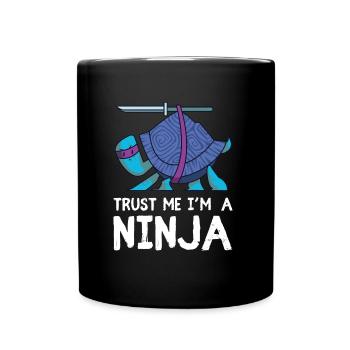 ninja schildkröte lustig samurai - Tasse einfarbig - Schwarz - Vorne