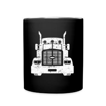 Truck fernfahrer lkw lastwagen - Tasse einfarbig - Schwarz - Vorne