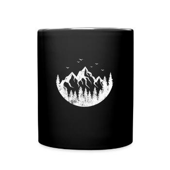 Montagnes nature forêt icône icône - Mug uni - noir - Devant