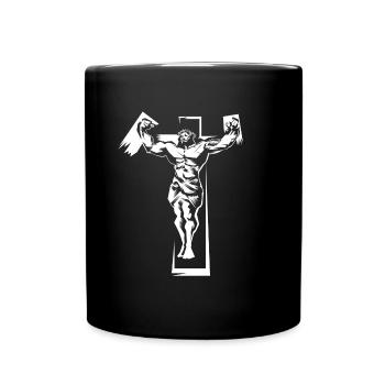 jesus cross power faith king - Full Colour Mug - black - Front