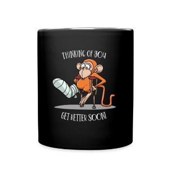 Unfall Krücken Gute Besserung Geschenk Idee - Tasse einfarbig - Schwarz - Vorne