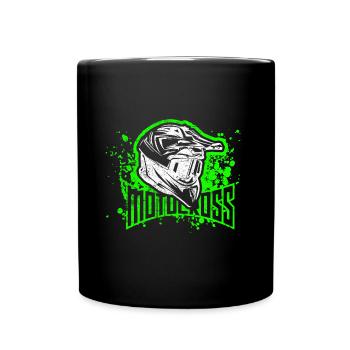 motocross sport bike driver helmet - Full Colour Mug - black - Front