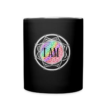 Mandala, Flower of Life, I Am, I Am, white - Full Colour Mug - black - Front