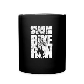 Triathlon radfahren triathlet bike schwimmen - Tasse einfarbig - Schwarz - Vorne