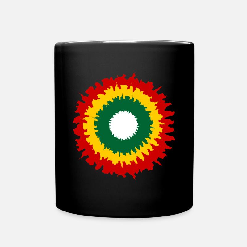 Motif rasta vibrant avec effet feu - Mug uni - noir