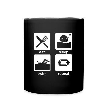 eat sleep swim repeat - Tasse einfarbig - Schwarz - Vorne