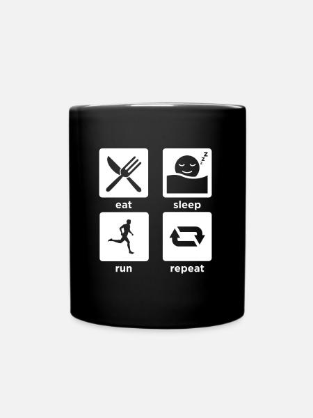 eat sleep run repeat - Full Colour Mug - black