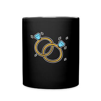 Verschlungene Ringe Geschenk Hochzeit Bling Ehe - Tasse einfarbig - Schwarz - Vorne