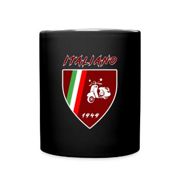 Italien Motorroller / Italiano Geschenk Roller - Tasse einfarbig - Schwarz - Vorne