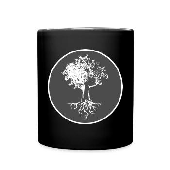 Baum Logo Wald Natur Illustration Wappen Natur - Tasse einfarbig - Schwarz - Vorne
