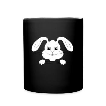 Bunny looks over the table - Full Colour Mug - black - Front