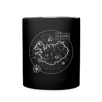 Vintage Karte Island - Tasse einfarbig - Schwarz - Vorne