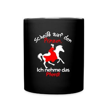 Reiten Prinz - Tasse einfarbig - Schwarz - Vorne