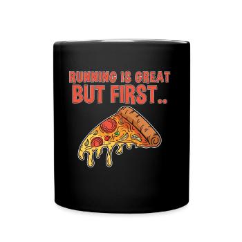 PIZZA JOGGING RUNNING - Full Colour Mug - black - Front