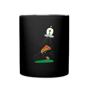 Ufo Pizza für Alien - Tasse einfarbig - Schwarz - Vorne