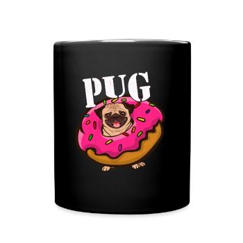 Pug Mops Donut - Tasse einfarbig - Schwarz - Vorne