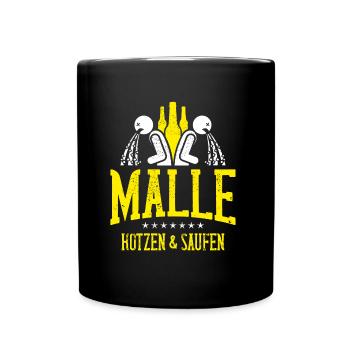 malle kotzen saufen - Tasse einfarbig - Schwarz - Vorne