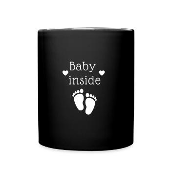 Baby inside! Geschenk Geschenkidee - Tasse einfarbig - Schwarz - Vorne