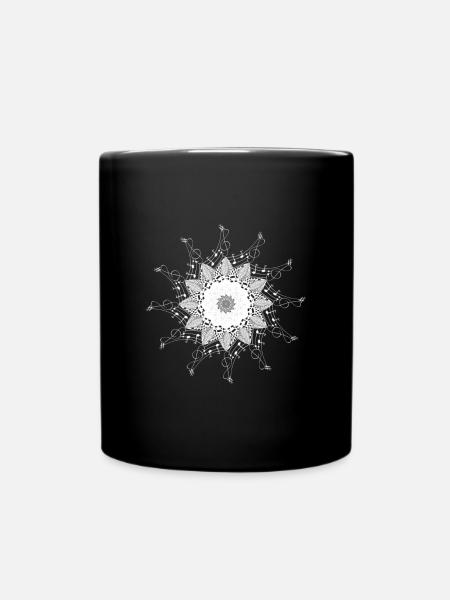 Musikalisches Mandala Schneeflockenmuster - Tasse einfarbig - Schwarz