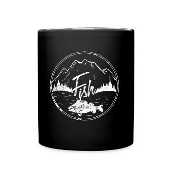 Fischen Angeln - Tasse einfarbig - Schwarz - Vorne