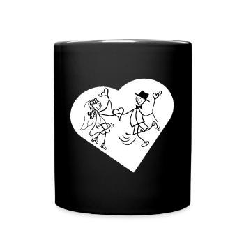 Liebespaar Herz Illustration - Tasse einfarbig - Schwarz - Vorne