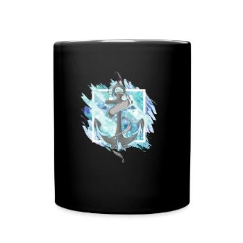 Anker Schiff See Meer Blau Geschenk Geschenkidee - Tasse einfarbig - Schwarz - Vorne