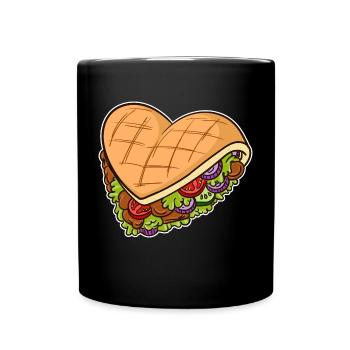 Kebab Herz Ich Liebe Kebap Döner Fast Food Burger - Tasse einfarbig - Schwarz - Vorne