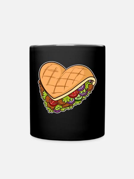 Coeur de kebab j'aime kebab kebab fast food burger - Mug uni - noir