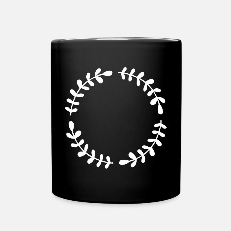 Blätterkranz Rahmen Geburtstag Geschenk - Tasse einfarbig - Schwarz