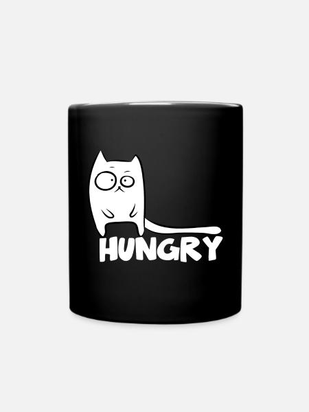 Funny Cat Hungry Cats - Full Colour Mug - black