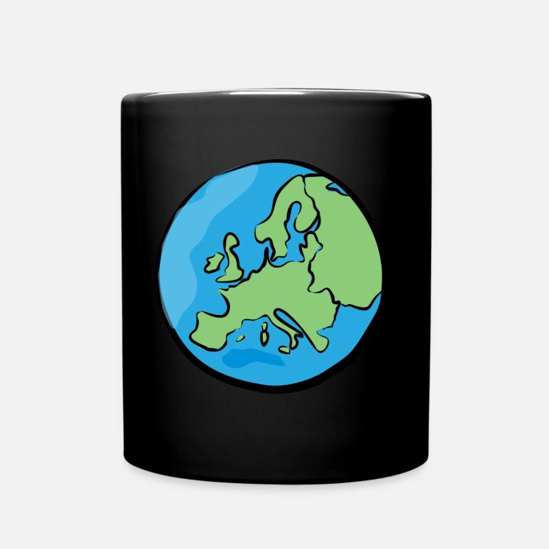 Europa Europe Weltkarte Map Globus Geographie - Tasse einfarbig - Schwarz