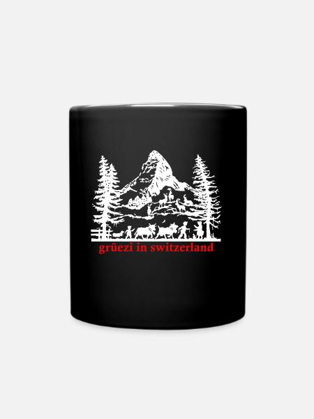 GRÜEZI EN SUISSE! Idée cadeau Montagne Suisse - Mug uni - noir