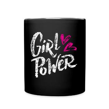 Femme de pouvoir femme coeur féministe - Mug uni - noir - Devant